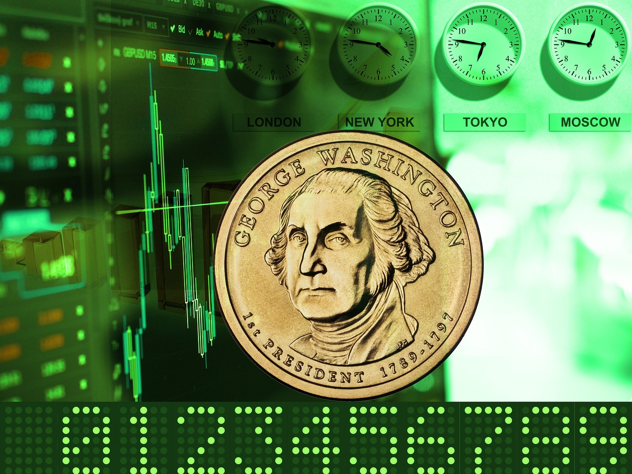 stock market trading floor illustration