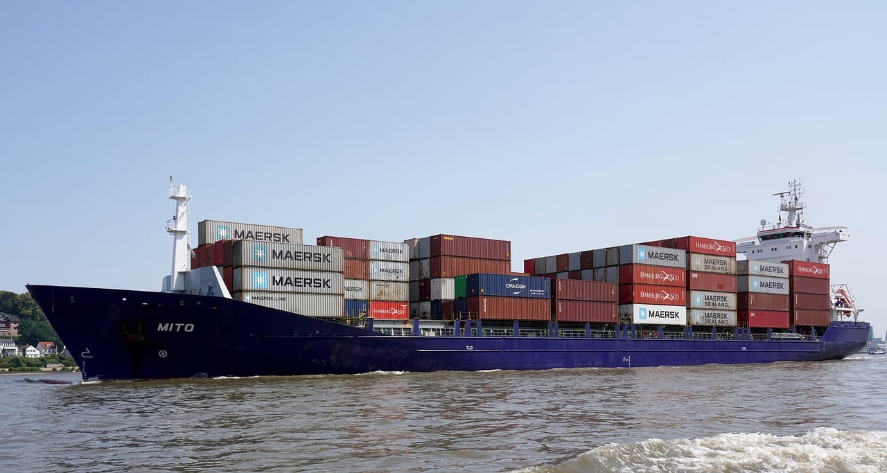 Cargo containers at a Chinese port